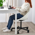 LOBERGET / MALSKÄR Swivel chair with pad, white black, dark grey