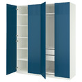 PAX / FYRUDDEN Wardrobe combination, white/blue, 200x60x236 cm