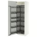 METOD High cabinet with pull-out larder, white/Aspudden light grey, 60x60x200 cm