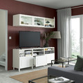 BESTÅ TV storage combination/glass doors, white/Smeviken/Kabbarp white clear glass, 180x42x192 cm