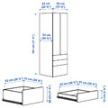 SMÅSTAD / PLATSA Wardrobe, white with frame/with 2 drawers, 60x57x181 cm