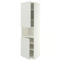 METOD High cab f micro w 2 doors/shelves, white/Aspudden light grey, 60x60x220 cm