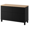 BESTÅ Storage combination w doors/drawers, black-brown/Lappviken/Stubbarp black-brown, 120x42x76 cm
