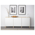 BESTÅ Storage combination with doors, white stained oak effect/Lappviken white, 180x42x74 cm
