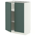 METOD Base cabinet with shelves/2 doors, white/Aspudden dark grey-green, 60x37 cm