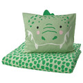 NATTHÄGER Duvet cover and pillowcase, green/crocodile, 150x200/50x60 cm