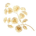 Metal Wall Decoration Ginkgo, openwork, gold