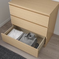 MALM Chest of 3 drawers, white stained oak veneer, 80x78 cm
