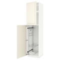 METOD High cabinet with cleaning interior, white/Bodbyn off-white, 60x60x240 cm