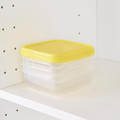 PRUTA Food container, transparent, yellow, 0.6 l