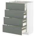 METOD / MAXIMERA Base cab 4 frnts/4 drawers, white/Nickebo matt grey-green, 60x37 cm