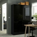 BESTÅ Storage combination with doors, black-brown, Selsviken high-gloss/black, 120x40x192 cm