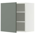 METOD Wall cabinet with shelves, white/Nickebo matt grey-green, 60x60 cm