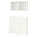 BESTÅ Storage combination w doors/drawers, white/Lappviken/Stubbarp white clear glass, 120x42x213 cm