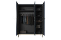 Wardrobe Nicole 150 cm, dark blue, gold handles and legs