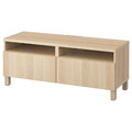 BESTÅ TV bench with drawers, white stained oak effect/Lappviken/Stubbarp white stained oak effect, 120x42x48 cm