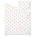LÖVSÅNGARE Duvet cover 1 pillowcase for cot, candy cane pattern, 110x125/35x55 cm