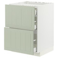 METOD / MAXIMERA Base cab f hob/2 fronts/3 drawers, white/Stensund light green, 60x60 cm