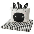 NATTHÄGER Duvet cover and pillowcase, black white/zebra, 150x200/50x60 cm