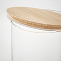EKLATANT Jar with lid, clear glass/bamboo, 2.3 l