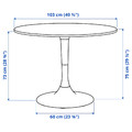 DOCKSTA / TOBIAS Table and 4 chairs, white white/transparent chrome-plated, 103 cm