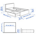 MALM Bed frame, high, w 2 storage boxes, black-brown, Lönset, 90x200 cm