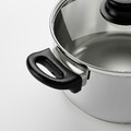 ANNONS 5-piece cookware set, glass, stainless steel