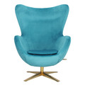 Armchair Egg Velvet Gold, blue