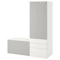 SMÅSTAD / PLATSA Storage combination, white grey/with bench, 150x57x181 cm