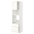 METOD / MAXIMERA High cab f oven/micro w dr/2 drwrs, white/Vallstena white, 60x60x220 cm