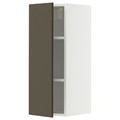 METOD Wall cabinet with shelves, white/Havstorp brown-beige, 30x80 cm