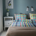 HÖSTGENTIANA Duvet cover and 2 pillowcases, multicolour/check, 200x200/50x60 cm