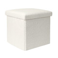 Folding Pouffe, boucle, white