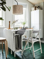 KALLHÄLL Gateleg table with storage, white/light grey, 89x98 cm