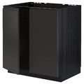METOD Base cabinet for sink + 2 doors, black/Upplöv matt anthracite, 80x60 cm