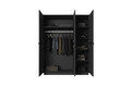 Wardrobe Nicole 150 cm, matt black, black handles