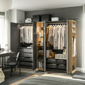 PAX / FORSAND Wardrobe combination, dark grey dark grey/oak effect, 255x60x201 cm