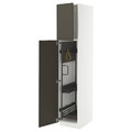 METOD High cabinet with cleaning interior, white/Havstorp brown-beige, 40x60x200 cm
