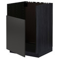 METOD Base cabinet f BREDSJÖN sink, black/Nickebo matt anthracite, 60x60 cm
