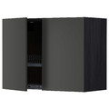 METOD Wall cabinet w dish drainer/2 doors, black/Nickebo matt anthracite, 80x60 cm