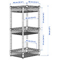 OMAR Shelving unit with 3 baskets, galvanised, 46x36x94 cm