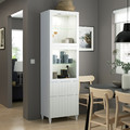 BESTÅ Storage combination w glass doors, white/Sutterviken/Kabbarp white clear glass, 60x42x202 cm