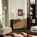 BESTÅ Storage combination with doors, black-brown/Lappviken/Stubbarp walnut effect, 120x42x75 cm