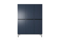 Wardrobe Nicole with Drawer Unit 150 cm, dark blue, black handles and legs