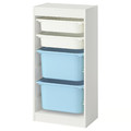 TROFAST Storage combination with boxes, white white/light blue, 46x30x94 cm