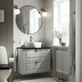 TÄNNFORSEN / TÖRNVIKEN Wash-stnd w drawers/wash-basin/tap, light grey/black marble effect, 82x49x79 cm