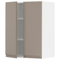METOD Wall cabinet with shelves/2 doors, white/Upplöv matt dark beige, 60x80 cm