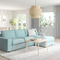 VIMLE 3-seat sofa-bed with chaise longue, with wide armrests/Saxemara light blue