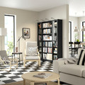 BILLY / OXBERG Bookcase comb w glass doors, black oak effect, 160x202 cm