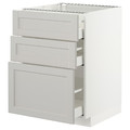 METOD / MAXIMERA Base cabinet with 3 drawers, white, Lerhyttan light grey, 60x60 cm